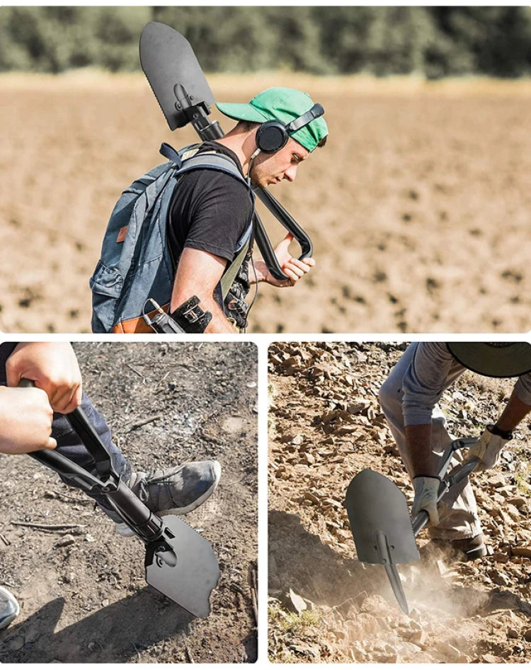 Outdoor 3-in-1 Klappschaufel, tragbare Multifunktions-Camping-Schaufel mit Tasche zum Wandern, Offroad-Fahren, DIY-Projekte zu Hause