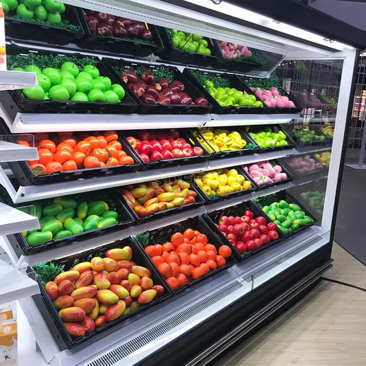 Customized Commercial Vegetable Fruit Chiller Multideck Front Open Display Cabinet Fridge Refrigerator