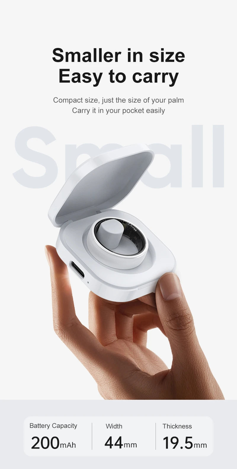 Bague Intelligente R12 Étanche 5ATM avec Étui de Chargement Hommes Femmes Moniteur de Fréquence Cardiaque et de Sommeil Smart Ring Sport Pour Téléphone Xiaomi Samsung