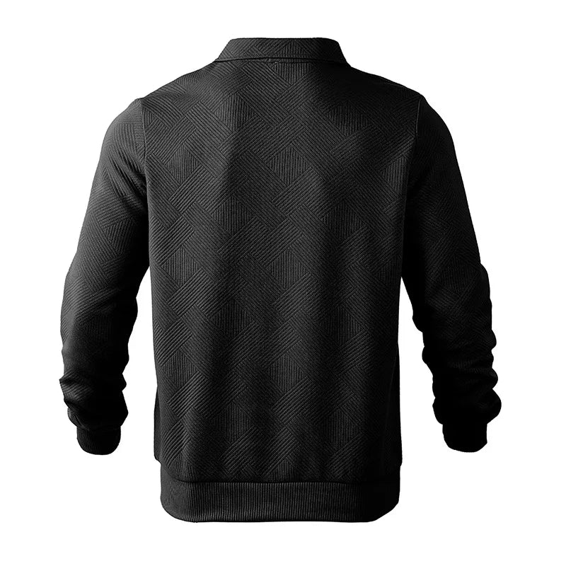 24 grenzüberschreitendes beliebtes Herbst-Langarm-Revers-Reißverschluss-Herren-Freizeit-Poloshirt