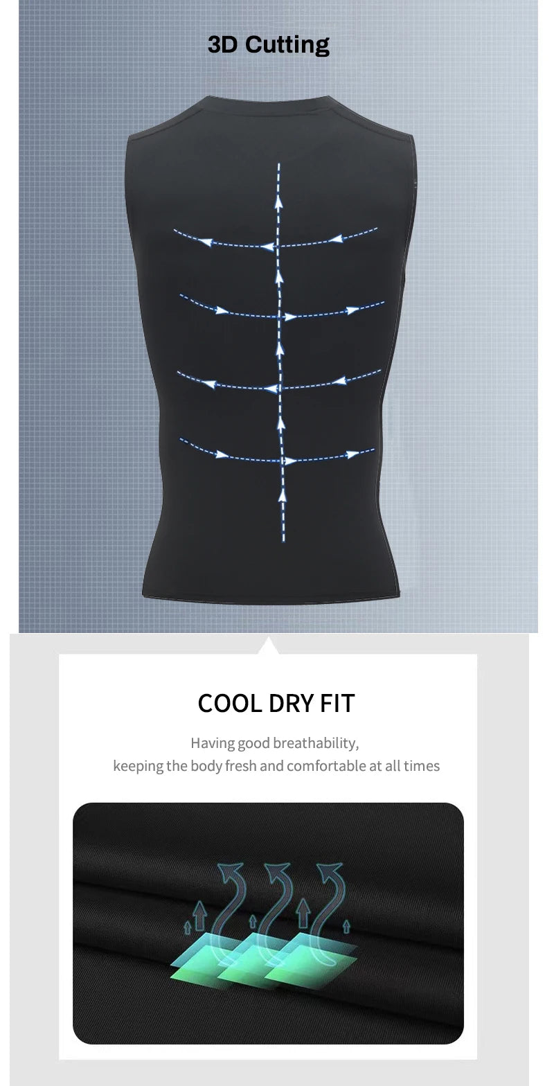 Débardeur de Compression Homme Chemise de Sport Sans Manches Séchage Rapide Musculation Fitness Gilet Entraînement Haut Musculaire