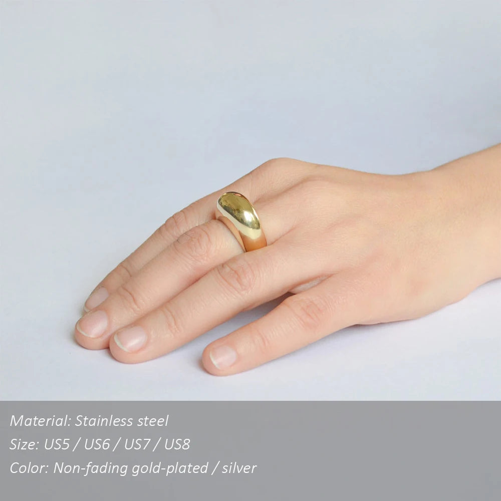 Bague en acier inoxydable SUNIBI pour femmes, couleur or, lisse, géométrie incurvée, couple, anniversaire, mode, bijoux en gros