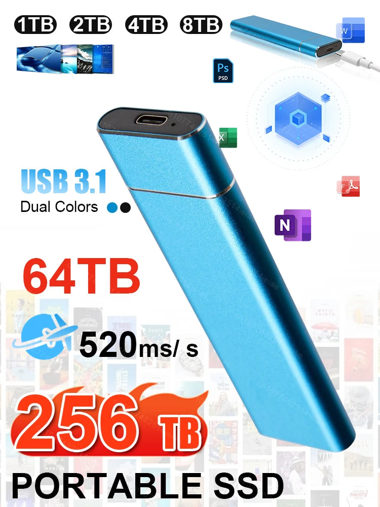 1TB 2TB 4TB External SSD Portable High Speed Solid State Drive USB3.2 Original for PC MAC Laptop