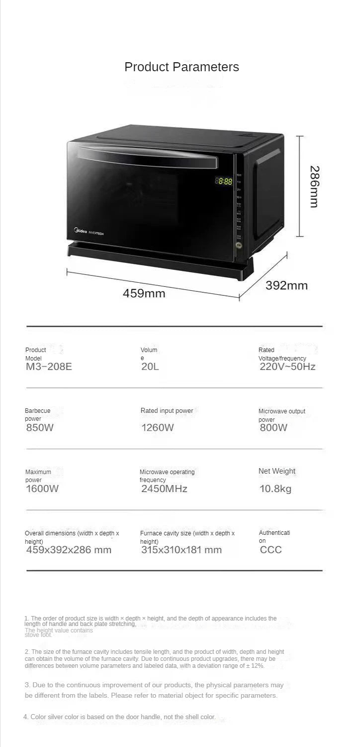 20L Midea M3-208E Mikrowelle Intelligente Mikrowellen Multi-Funktions-Konversionsplatte Mikrodampfbacken Integriert