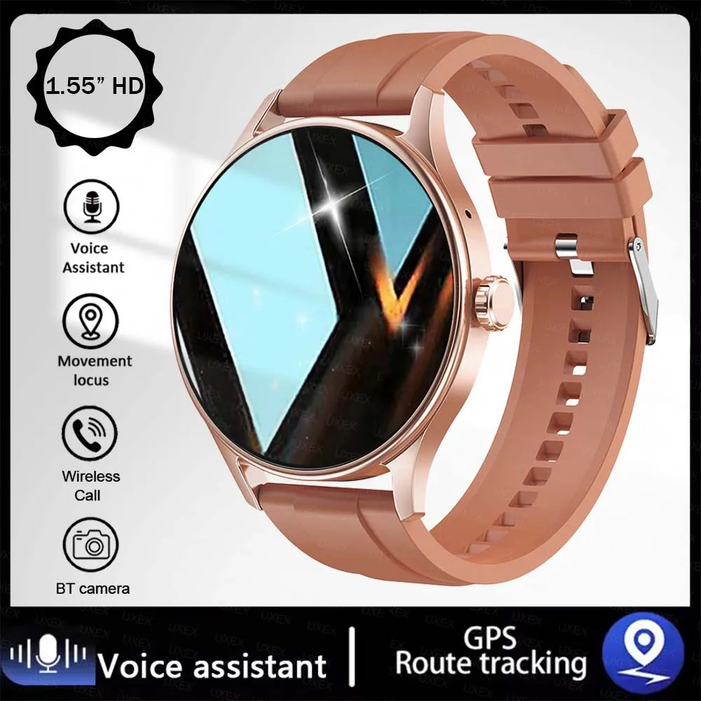 Mode Smartwatch Plus 1.55 HD Für Herren und Damen App-Steuerung BT Anruf Gesundheits-Tracker Benutzerdefiniertes Foto Überraschungsgeschenk Business-Uhren