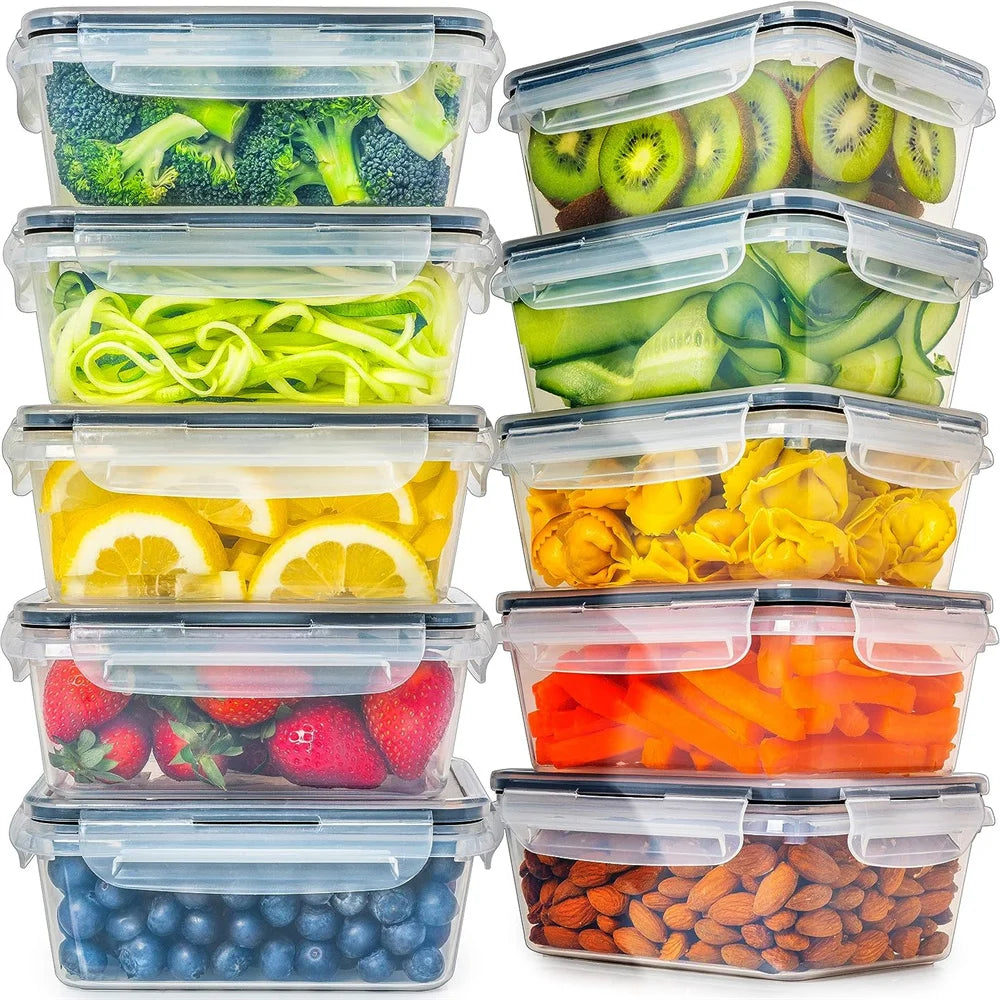Küche Lebensmittelbehälter-Set, Mikrowellen- und Spülmaschinenfest BPA-frei 10tlg. 840ml Behälter-Set mit 10 Aufklebern und Stift