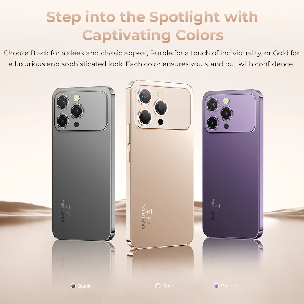 Smartphone Android OUKITEL P1 PRO, Écran FHD+ AMOLED 120Hz de 6,7 pouces, 24(8+16)Go+512Go ROM, Téléphone Portable Double SIM 4G, Batterie 5150mAh