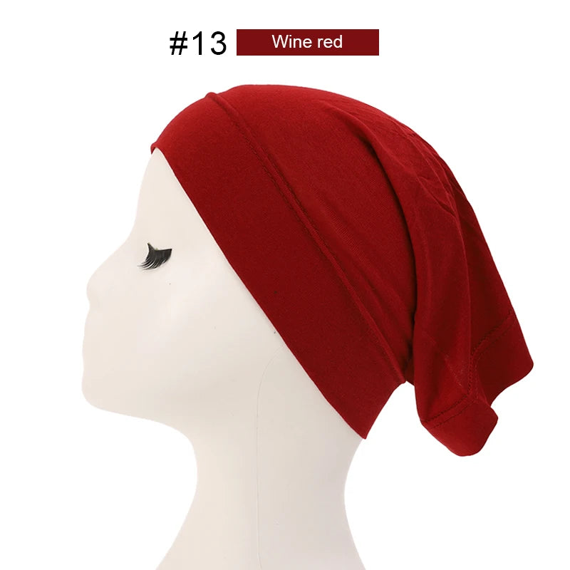 Bonnet Hijab Musulman Turban Foulard Coton Modal Voile Uni Casquette Sous Écharpe Musulmane Femme Foulard Turban Hijabs Chapeau Islamique