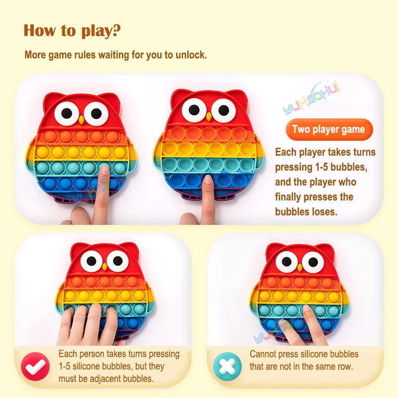 Regenbogen Pop Push Bubble Fidget Anti Stress Spielzeug für Erwachsene Kinder besondere Bedürfnisse sensorisches Spielzeug interaktives Spielzeug für Kinder