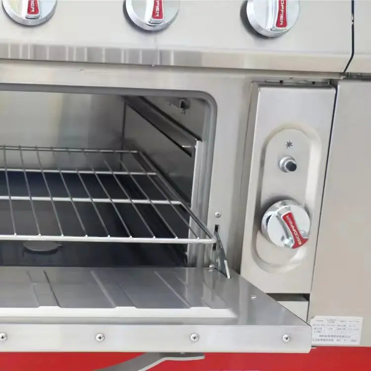 Cuisinière à gaz commerciale avec four, 4/6/8 brûleurs, en acier inoxydable pour restaurant et hôtel