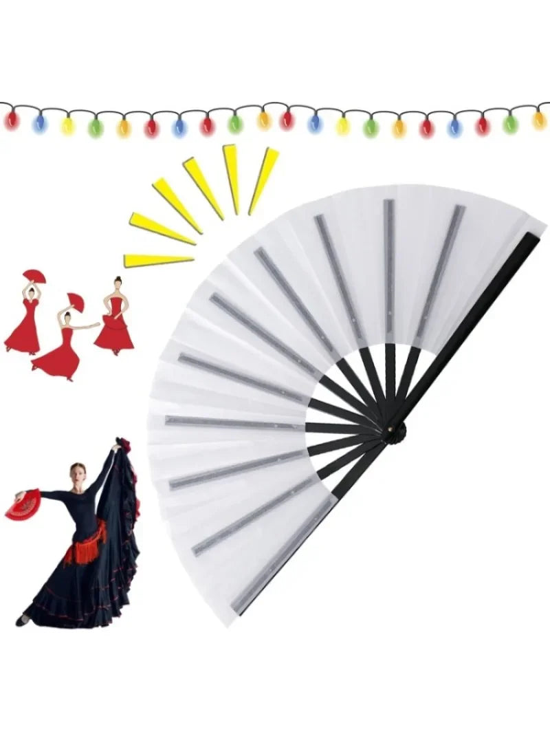 Large Rave Fan Folding Hand Fans for Line Dancing Big Clacking Clap Fans for Boots On The Ground Dance Party Decoration Festival