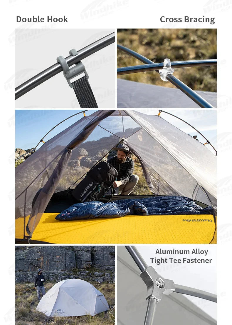 Naturehike Mongar UL BASE PRO 123 People Tent Trekking Backpacking Shelter Tent 20D Nylon Waterproof Ultralight Outdoor Camping
