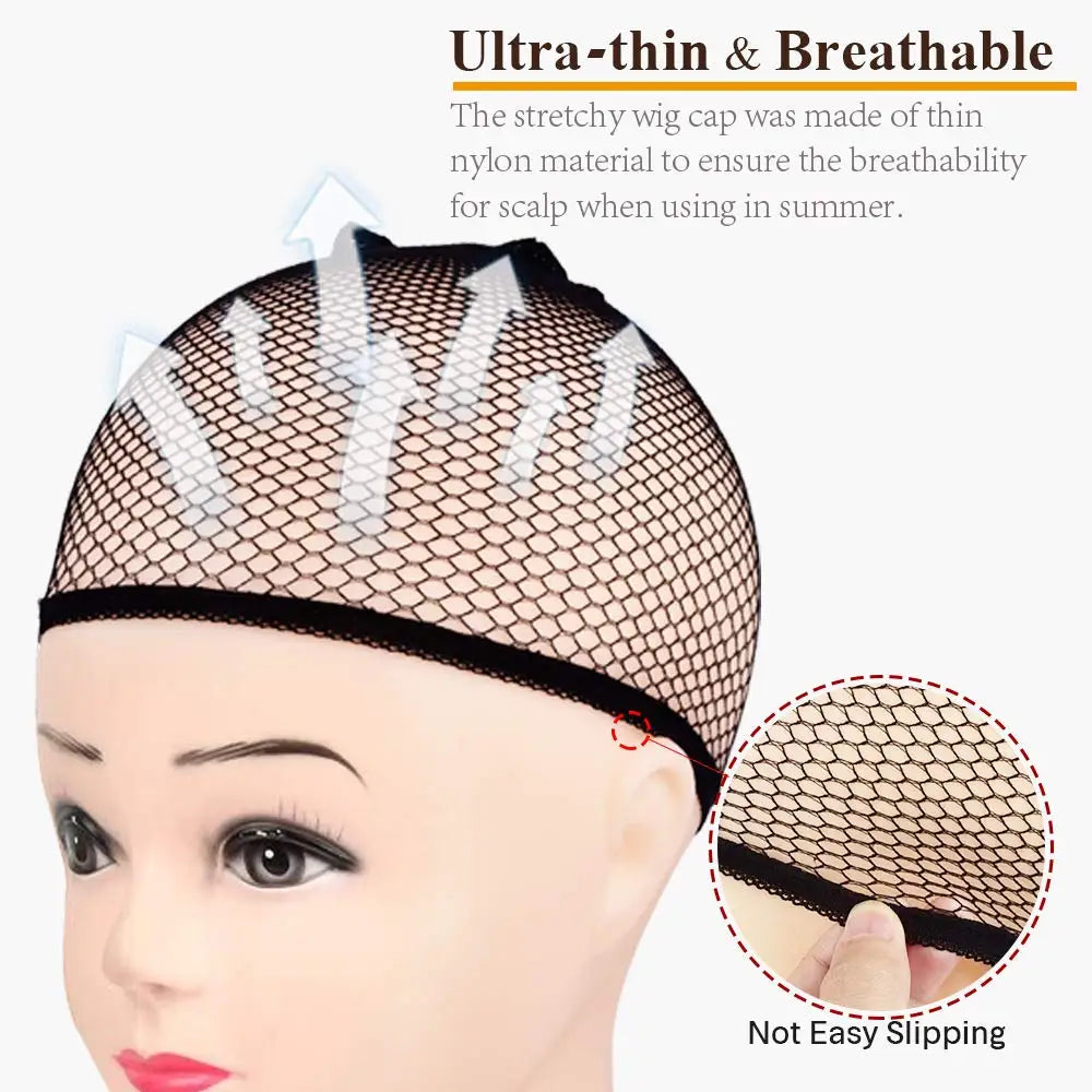 1/3/5 PCS Black Wig Net Caps Durable Elastic Mesh Head Cover Fishnet Hat Close End Hair Styling Accessories for Men and Women