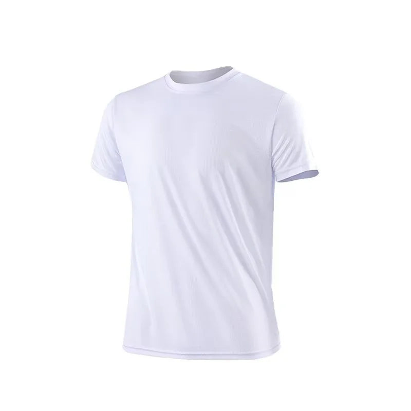 T-shirt de sport pour homme, à manches courtes, séchage rapide, évacuant l'humidité, col rond, pour l'entraînement, la course, la gym, le sport, léger