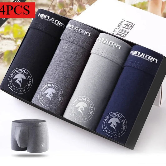 4 Pack Men's Plus Size Boxer Shorts 100% Cotton Anti-Chafe Underwear  Big & Tall Breathable Loose Fit Elastic Waistband Boxers