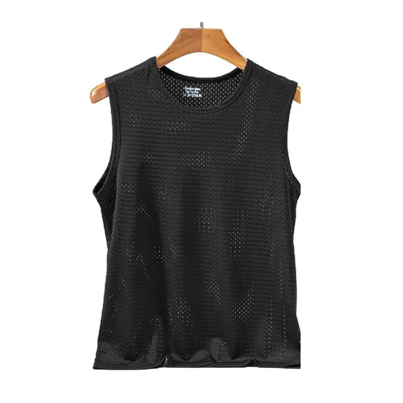 Débardeurs en maille de soie glacée pour hommes, séchage rapide, respirant, gilet, musculation, t-shirt sans manches, t-shirts de sport, débardeurs musculation