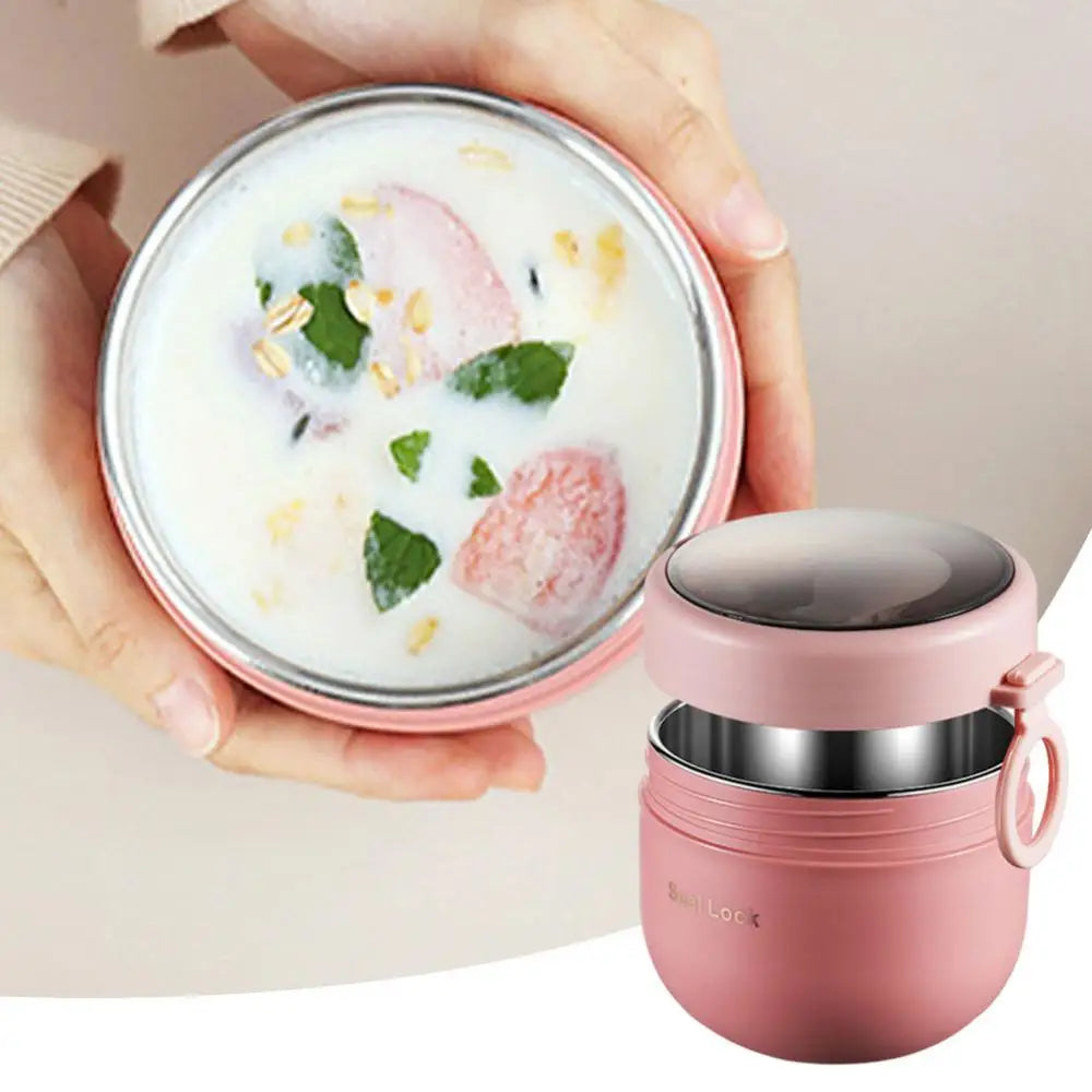 600ml Lebensmittel-Thermobehälter Isolierter Suppenbecher Thermoskanne Edelstahl Brotdose Thermo Warmhalte-Vakuumbecher mit Löffel
