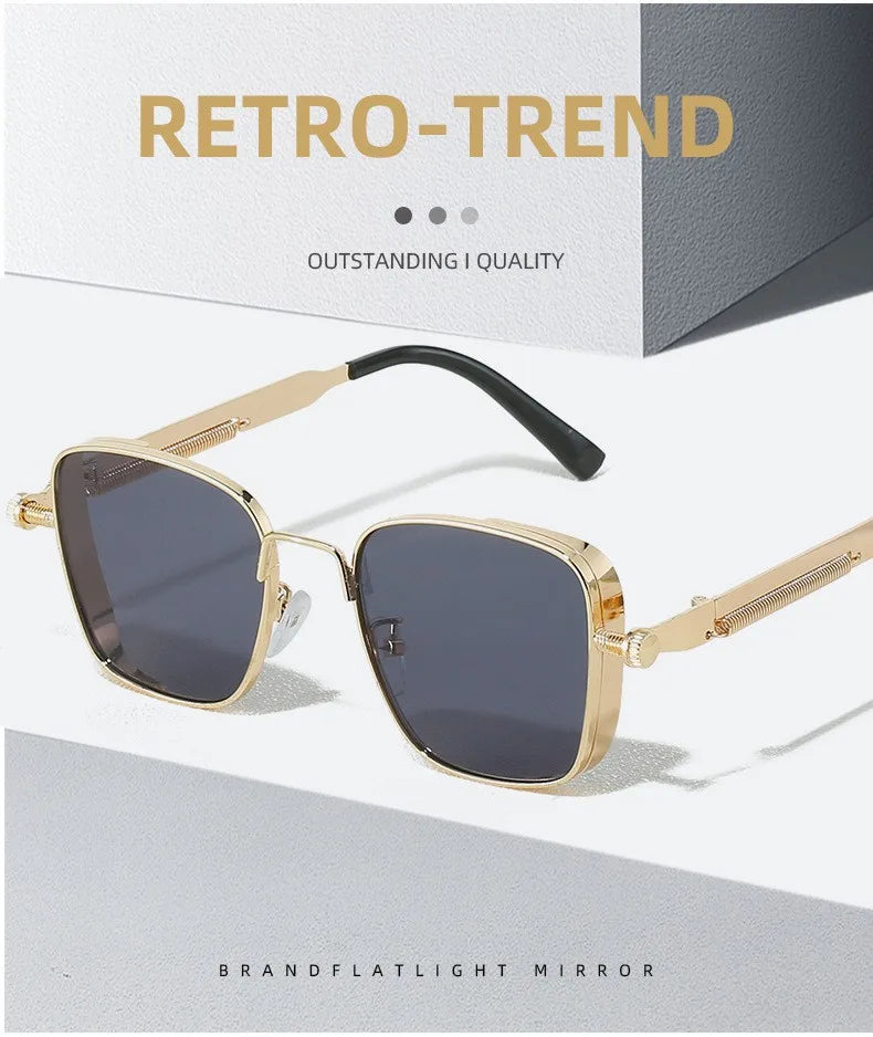 New Eyeglasses Vintage Steampunk Square Metal Sunglasses Fashionable Versatile Unisex Eyewear Unique Statement Style Sun Glasses