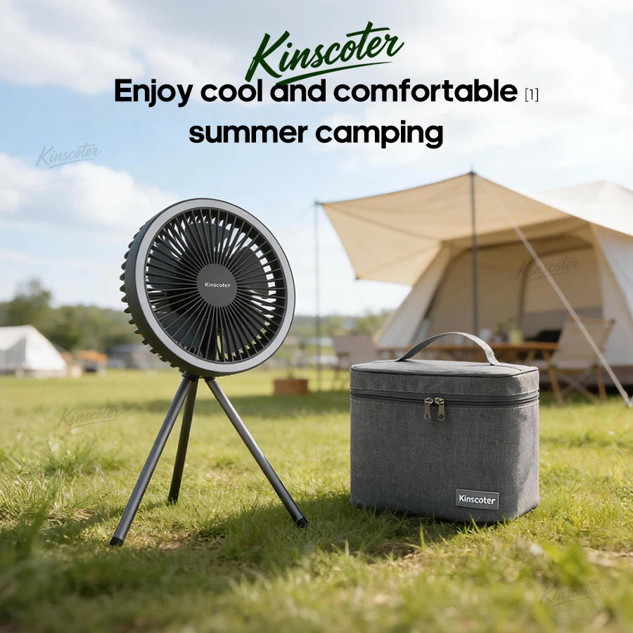 10000mAh 4000mAh Camping-Ventilator Wiederaufladbarer Tischventilator Tragbarer Zirkulator Kabelloser Deckenventilator mit Powerbank LED-Beleuchtung