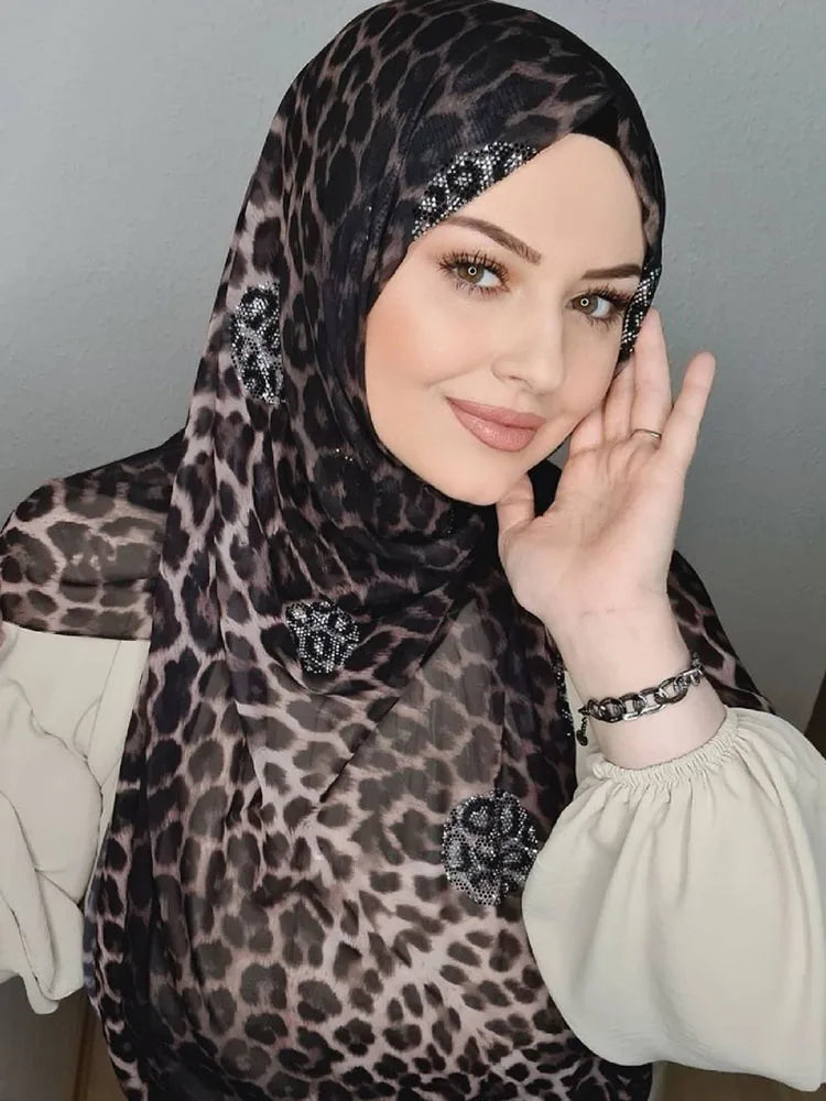 Turban instant musulman Strass Blanc Mousseline Hijab Abaya Hijabs pour femme Abayas Jersey Écharpe de tête scintillante Robe Femmes Turbans