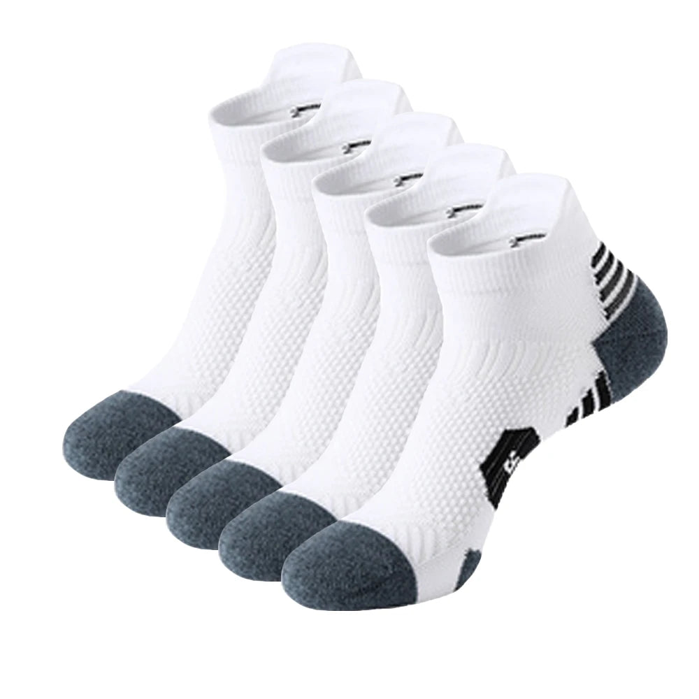 5 Paar neue Herrensocken, Frühling, knöchelhoch, dick gestrickt, Sportsocken, Outdoor, Fitness, atmungsaktiv, schnell trocknend, strapazierfähig, kurze Laufsocken