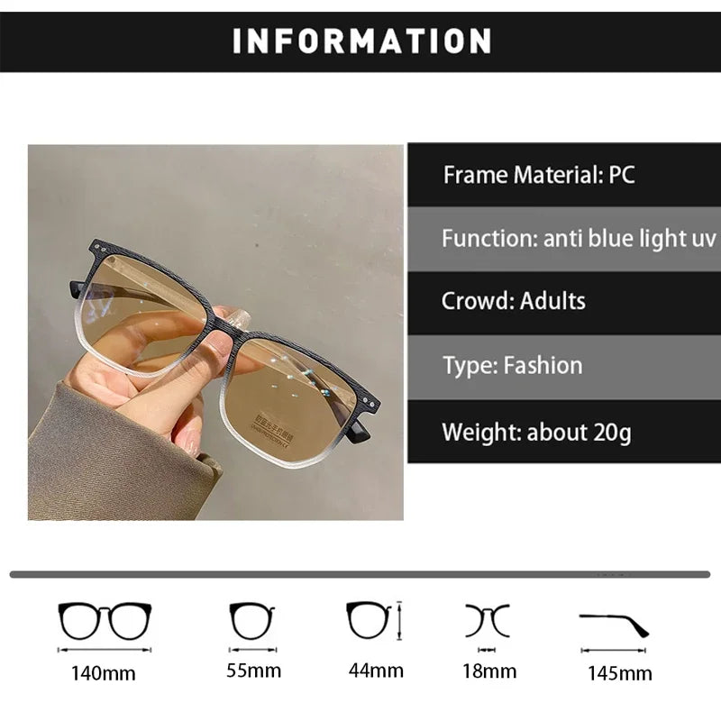 Modedesign photochrome Myopiebrillen für Herren Damen Luxus Anti-Blaulicht-Brillen Unisex Augenschutzbrillen