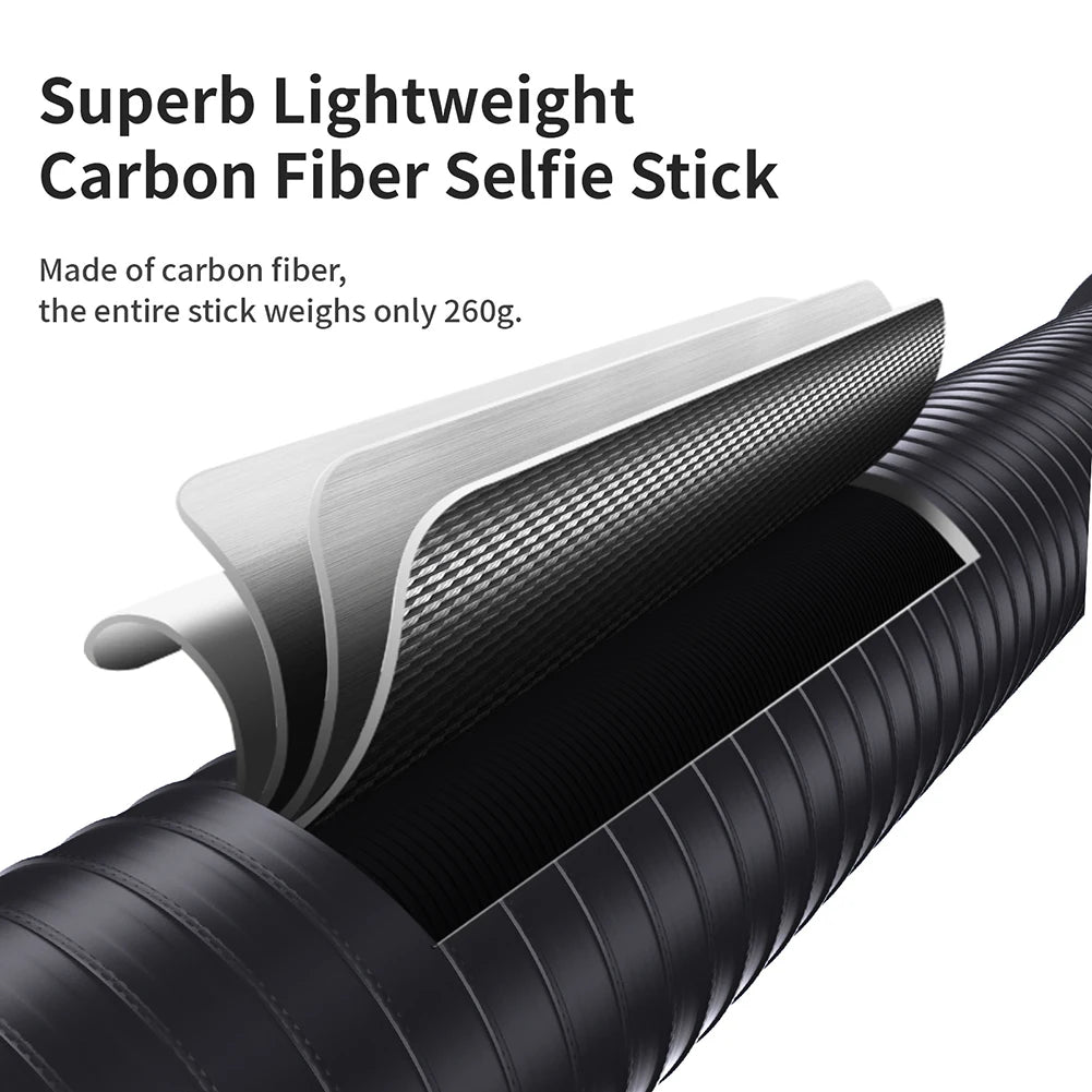 Invisible Selfie Stick Carbon Fiber Extension Pole Adjustable Hand Grip for Insta360 X5 X4 X3 for OSMO for GoPro Hero
