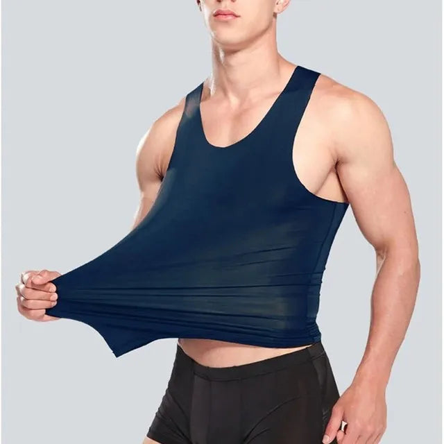 Lot de 3 slips pour homme en soie, débardeur, singlet de musculation de haute qualité, gilet sans manches ajusté, gaine amincissante, taille 5XL