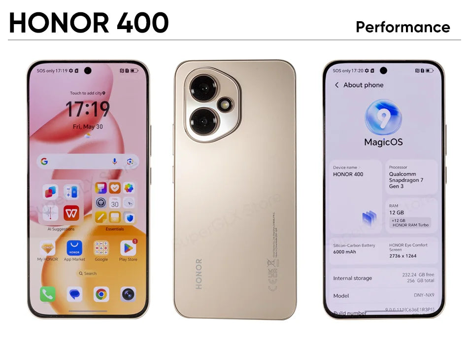 Original Neue Globale Version HONOR 400 5G Smartphone Snapdragon 7 Gen 3 6,55" 120Hz AMOLED Display 200MP 6000mAh 80W SuperCharge