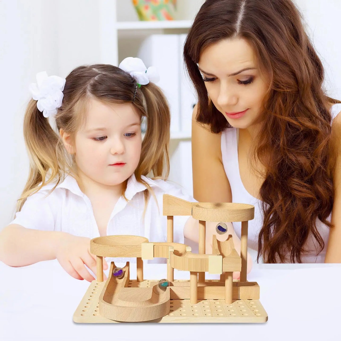Holzmurmel-Labyrinth Rennbahn Spiel STEM Lernspielzeug für Kinder Lern-Puzzle-Brettspiel für Jungen Mädchen Geburtstagsgeschenke