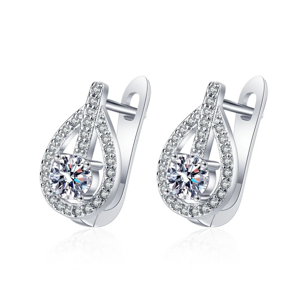 Ohrringe aus 925er Sterlingsilber, Schmuck, hochwertige Retro-Ohrringe mit einfachem Muster, lila-weiße Zirkon-Ohrringe, Bestseller