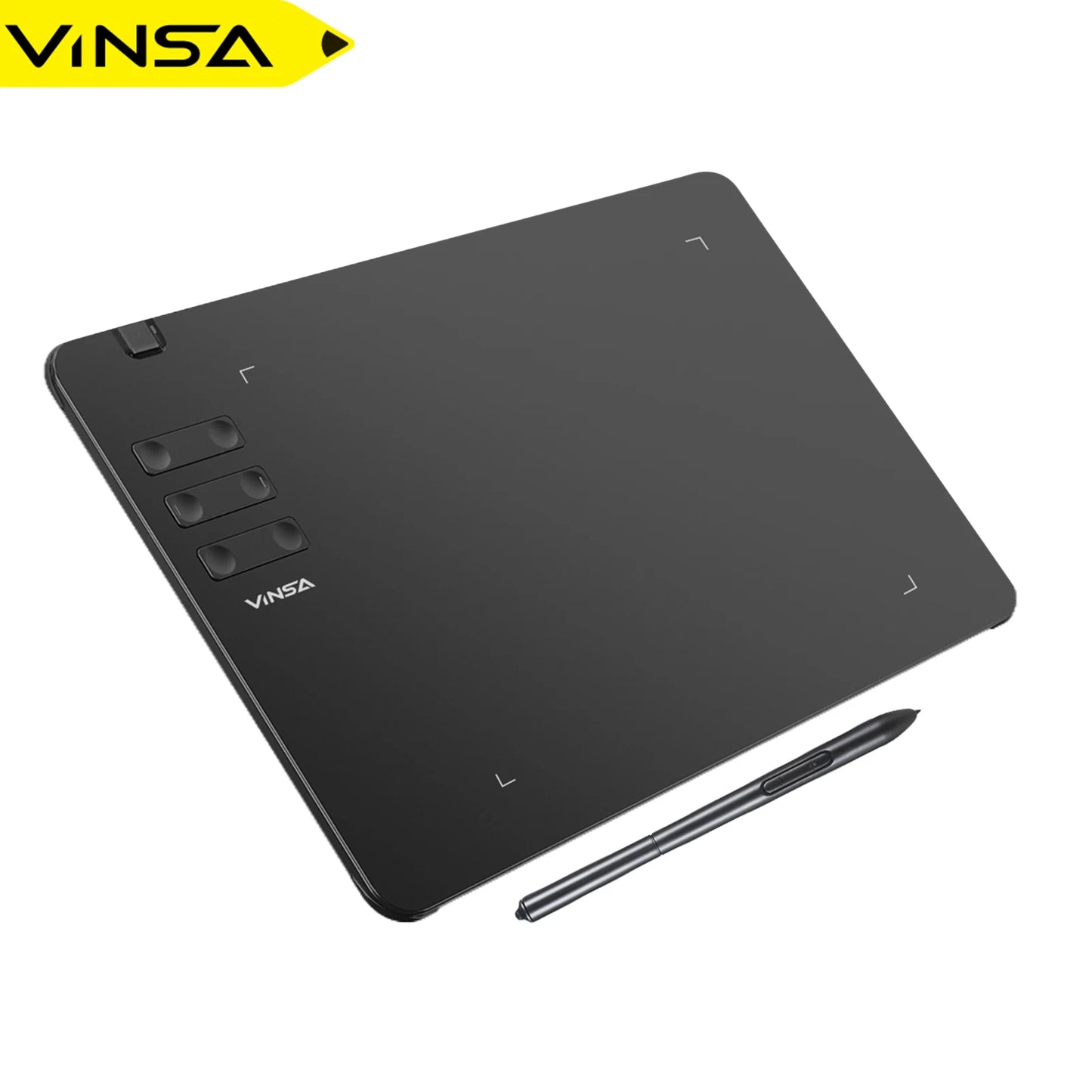 VINSA T1161 Grafiktablett Ultradünnes Kunst-Design-Skizze mit batterielosem Stift 8 Stiftspitzen 8192 Druckstufen