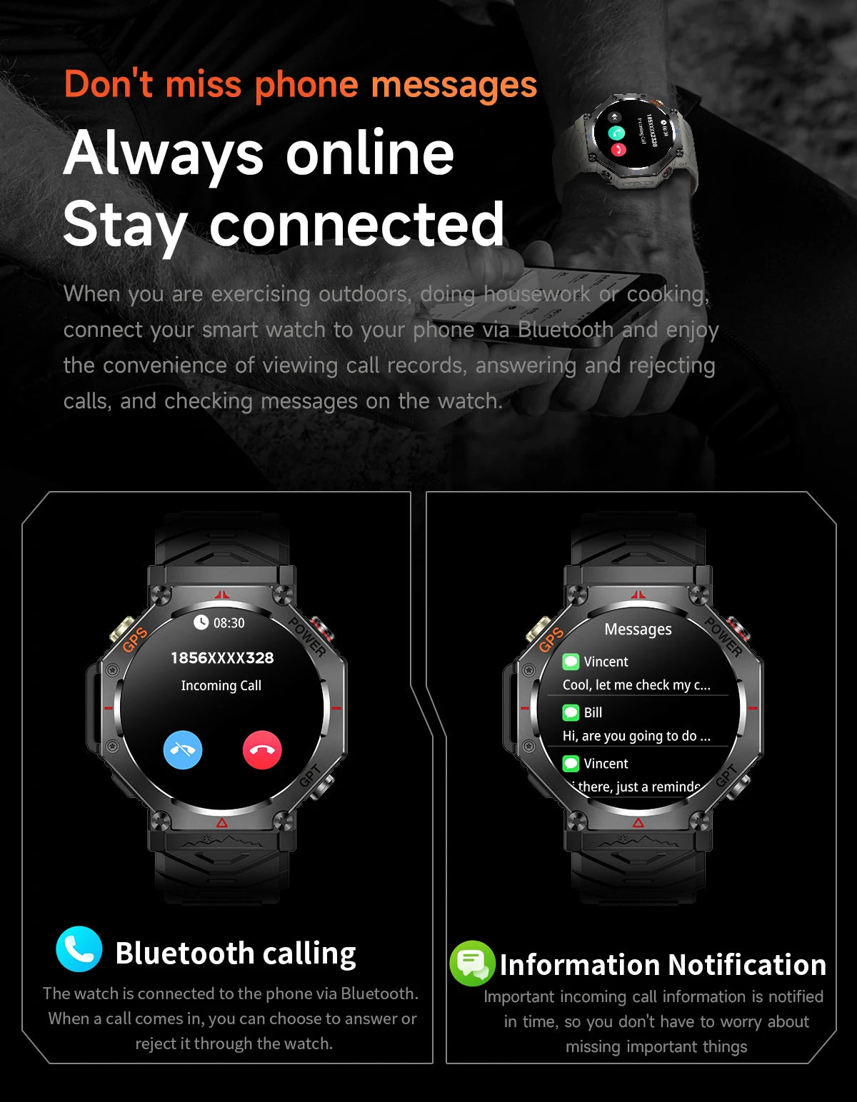 T-Rex 3 Ultra Militärische GPS-Smartwatch 10ATM Wasserdicht Kompass Höhenmesser Barometer AMOLED Herren HD Anruf Sport-Smartwatch