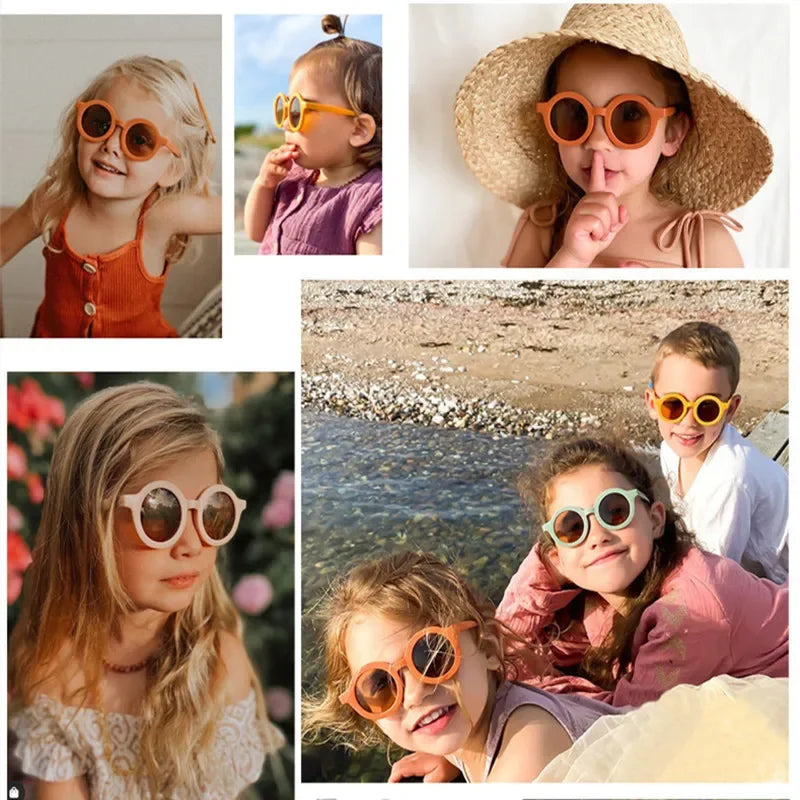 Accessoires pour bébé Nouvelle Lunettes de soleil Rétro pour bébé Couleur unie Anti-ultraviolets Lunettes rondes pour enfants UV400