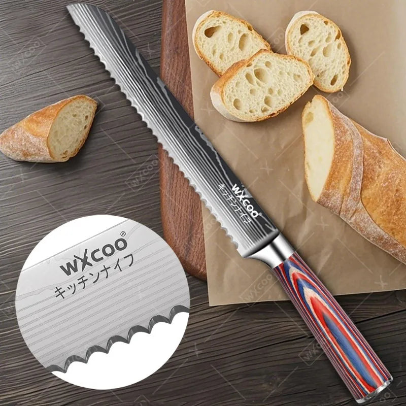 Professional Kitchen Chef's Knife Damascus Japanese Santoku Slicing Knife Meat Cleaver Stainless Steel Butcher Knife with Box