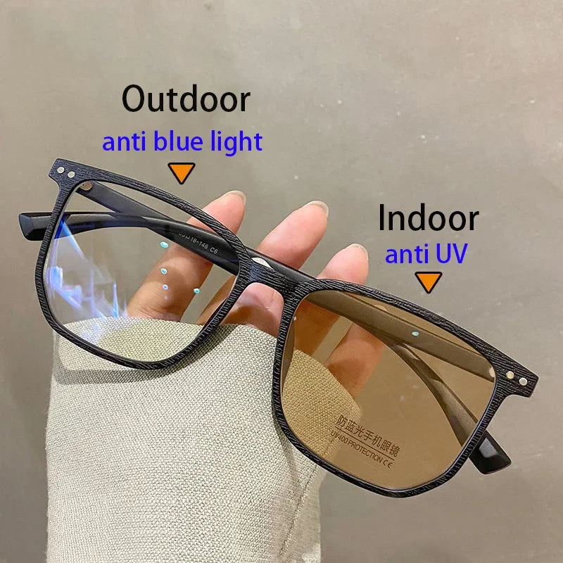 Modedesign photochrome Myopiebrillen für Herren Damen Luxus Anti-Blaulicht-Brillen Unisex Augenschutzbrillen