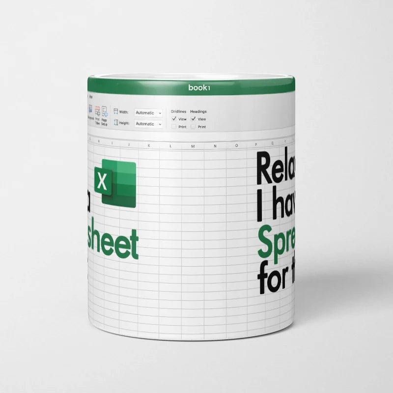 Kreativer tragbarer Excel-Muster-Keramikbecher für Zuhause, Büro, Schreibtisch, Kaffeebecher, Wasserbecher, lustiges Geschenk, 1 Stück