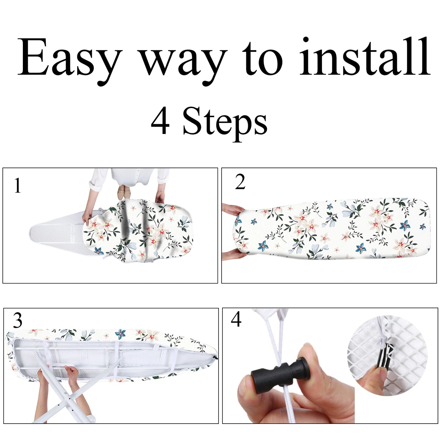 MZXcuin Ironing Board Covers (140x50 cm) Drawstring Tightening with Thick Felt Padding, Easy Fit, Scorch Resistant