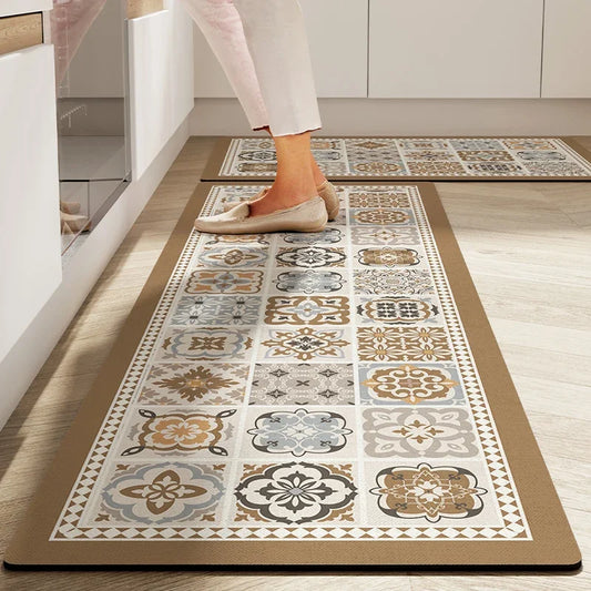VIKAMA American Retro Kitchen Floor Mat Diatomaceous Mud Absorbent Wipe Bathroom Non-Slip Waterproof Carpet Home Decoration