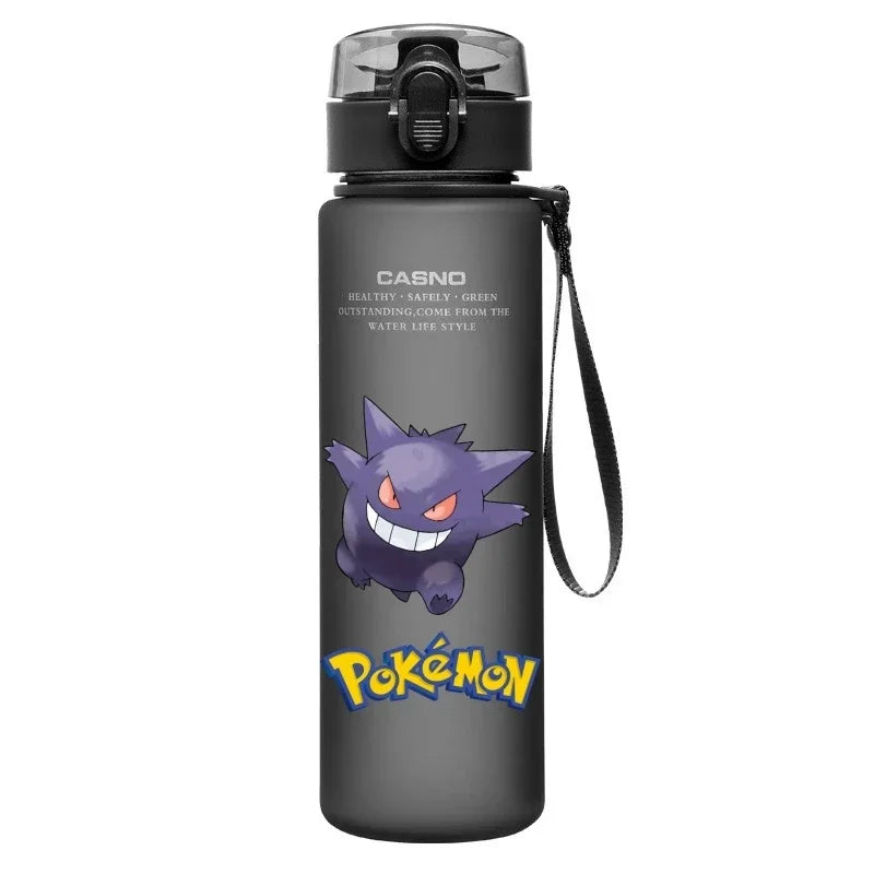 560ML Pokémon Wasserbecher Pikachu Mewtu Gengar Tragbare Plastik-Cartoon-Outdoor-Sport-Großraum-Reise-Wander-Wasserflasche
