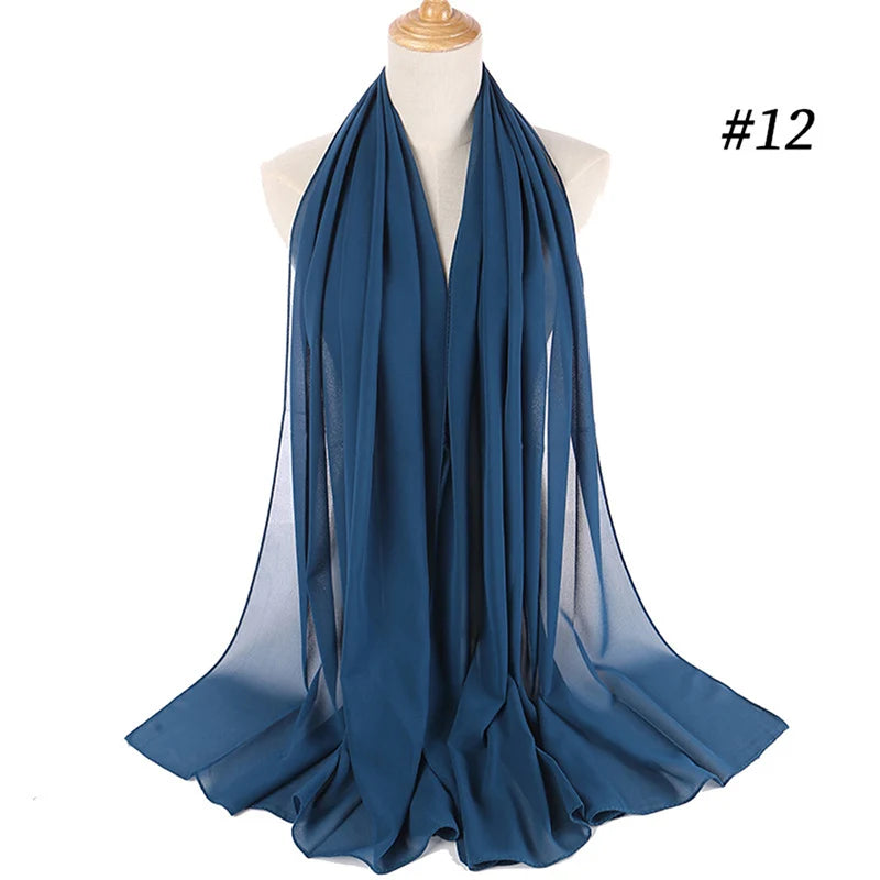 Hijab musulman en mousseline pour femmes, écharpe en mousseline bulle, voile pour femmes, musulmanes, islamiques, de couleur unie, malaisiennes, écharpes foulard musulman