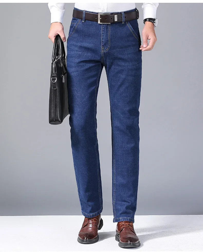 Nouveau Jean Slim extensible classique décontracté pour Homme 2024, Pantalon en Jean de Marque pour Homme, Noir Bleu