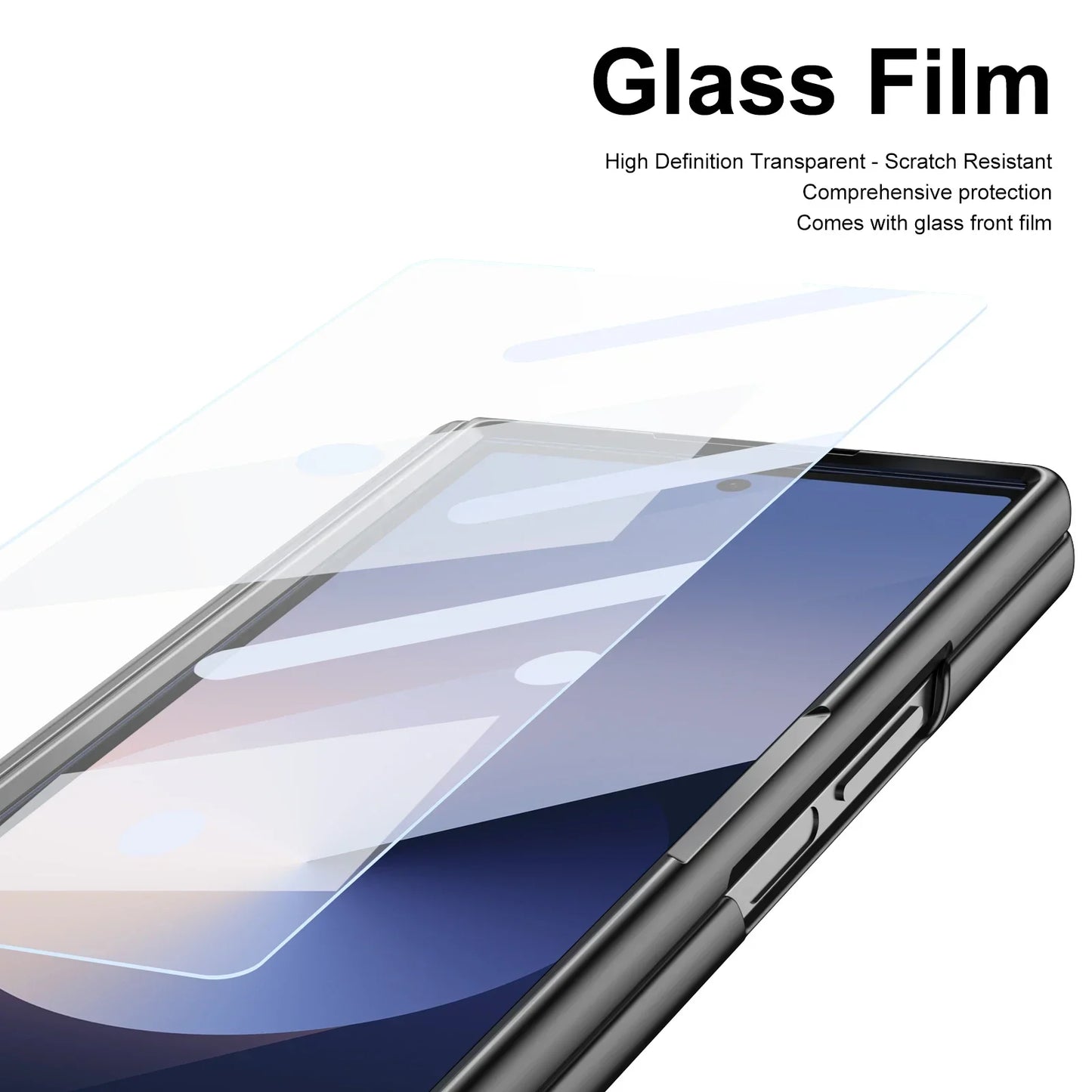 Leder mit Stahlfilm Stifthalter Handyhülle für Samsung Galaxy Z Fold 7 6 5 4 Fold7 Fold6 Scharnierschutz Stoßfeste Hülle