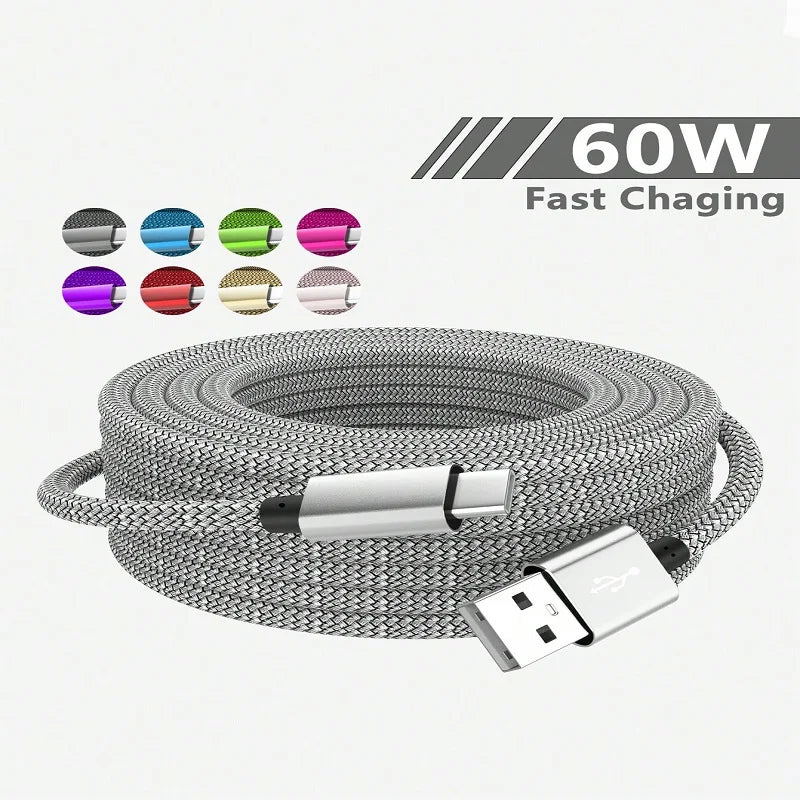 USB-A auf iPhone 15 Nylon geflochtenes Kabel, Schnellladekabel für Huawei Samsung Galaxy S22 Android Handy Ladekabel Zubehör