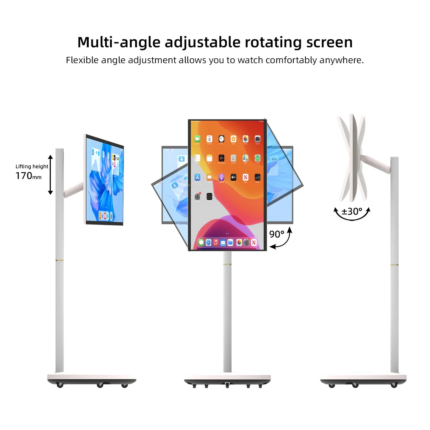 24 27 32 Inch LED White Wireless Smart Portable TV with Android Rechargeable Battery Movable Design