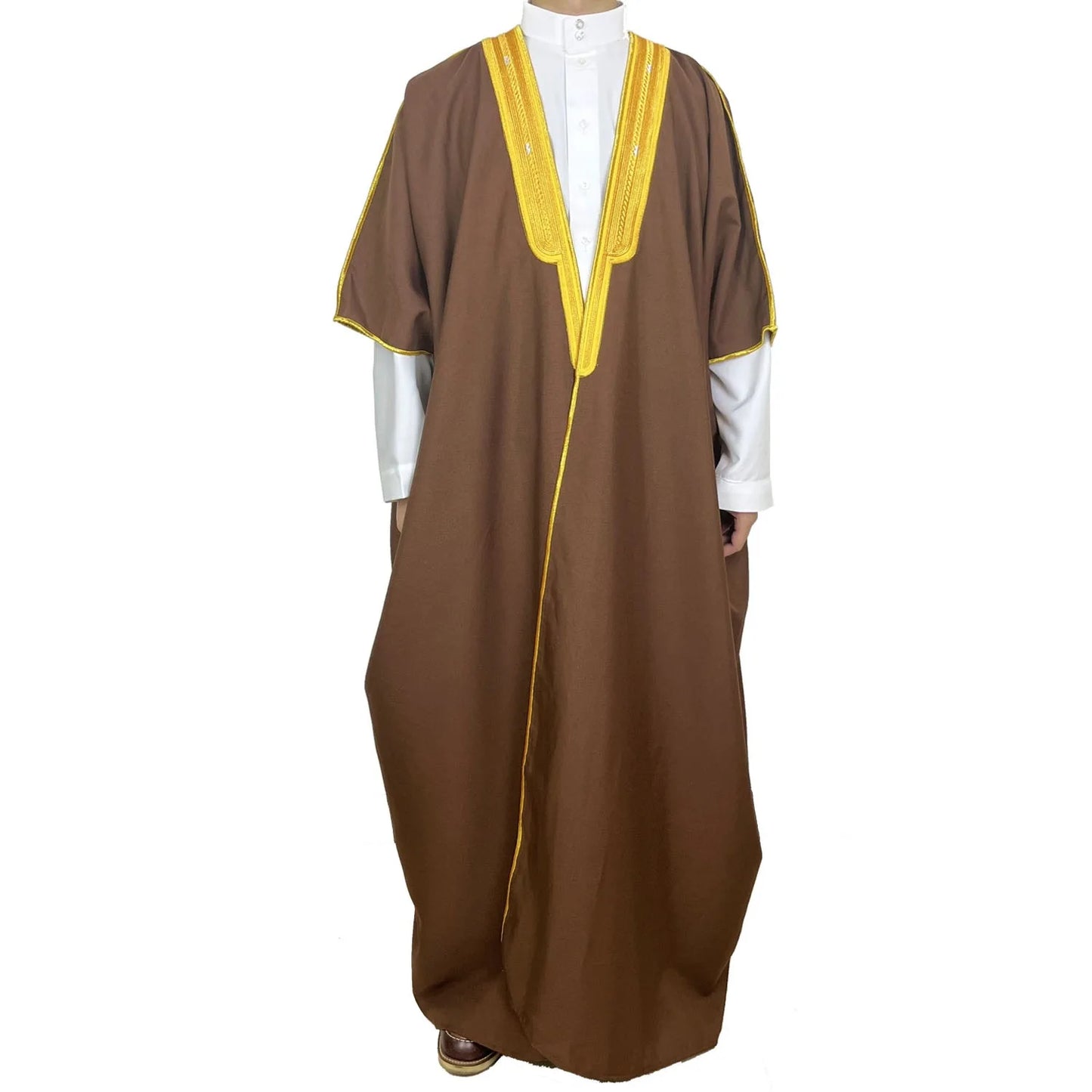 Moyen-Orient Hommes Ouvert Abayas Musulman Robe Kimono Dishdasha Vêtements Islamiques Dubaï Arabie Saoudite Caftan Brodé Robe Prière Thobe
