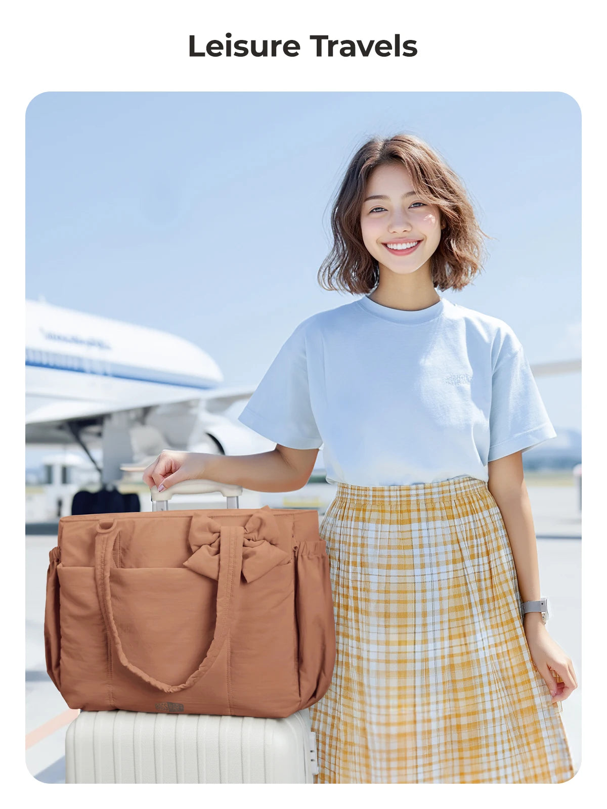 BAGSMART Sac fourre-tout trois tailles avec plusieurs poches, sac à main gonflé, sac à bandoulière décontracté, sac fourre-tout grande capacité