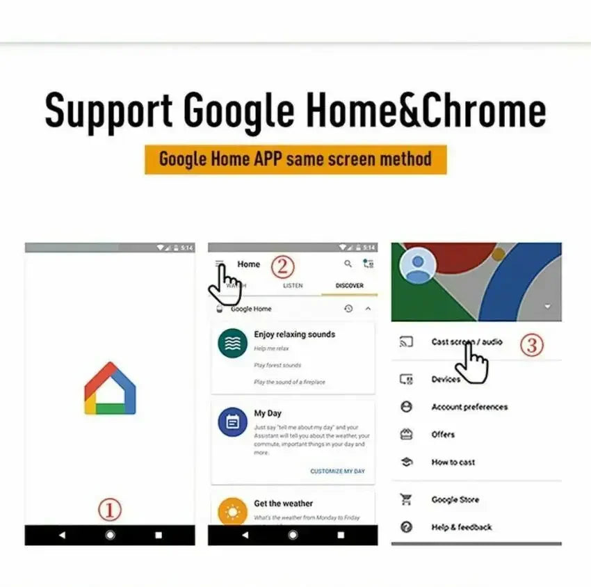 Chromecast Google Sans Fil WiFi Mirascreen HDMI-compatible HD Affichage Dongle Média Streaming Vidéo TV Maison Intelligente Pour ios/Android