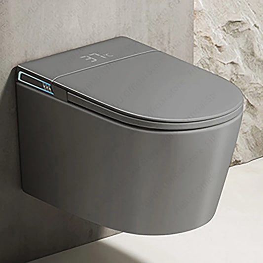 Toilettes intelligentes murales ultimes noires/grises/blanches avec bidet intégré, réservoir d'eau, toilettes allongées monobloc, siège chauffant à eau chaude