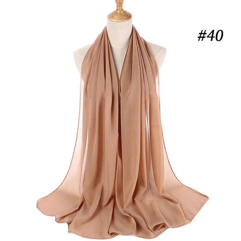 Hijab musulman en mousseline pour femmes, écharpe en mousseline bulle, voile pour femmes, musulmanes, islamiques, de couleur unie, malaisiennes, écharpes foulard musulman